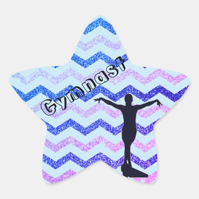 Blue Gymnast Chevron Gymnastics Stickers (Front)