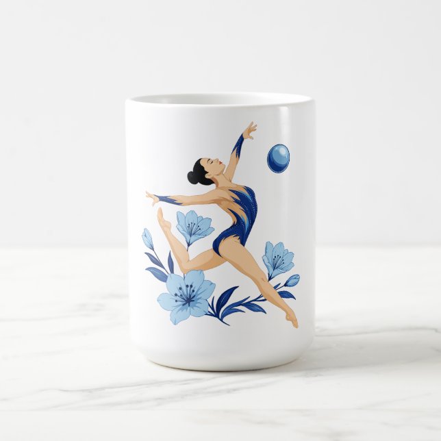 Blue gymnast with flowers  coffee mug (Center)