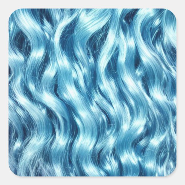 Blue Hair Background Square Sticker (Front)
