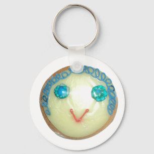 Blue Hair Emoji Art Print/Graphic Key Ring