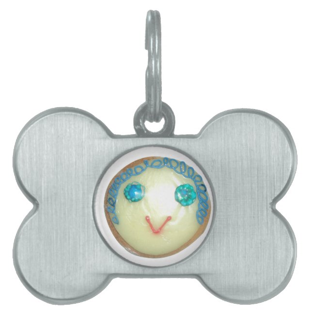 Blue Hair Emoji Art Print/Graphic Pet ID Tag (Front)
