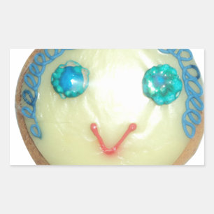 Blue Hair Emoji Art Print/Graphic Rectangular Sticker