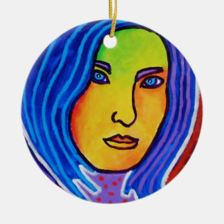 Blue Hair Lady Ceramic Tree Decoration