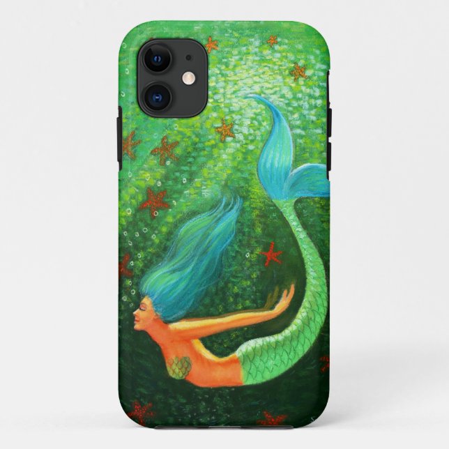 Blue Hair Mermaid fantasy art iPhone 5 case (Back)