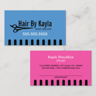 Blue Hair Salon Stylist with Appointment Card