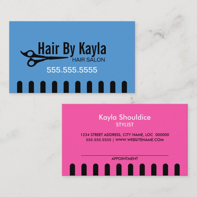 Blue Hair Salon Stylist with Appointment Card (Front/Back)
