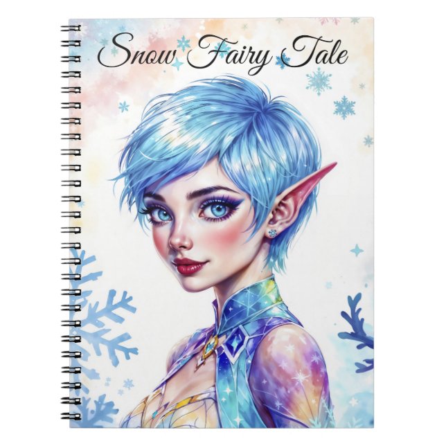 Blue haired elf magic ice princes snow forest notebook (Front)