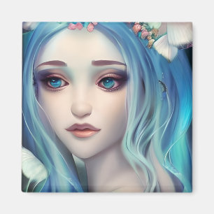 Blue Haired Fairy Fantasy Art Magnet
