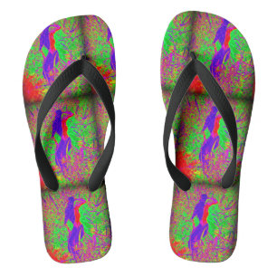 blue-haired  hippie groovy mermaid flip flops