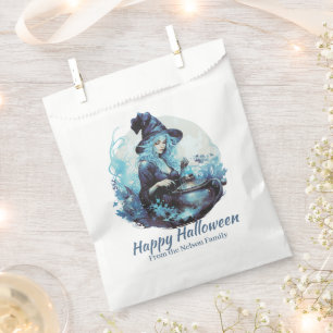 Blue Haired Witch and Cauldron Happy Halloween Favour Bags