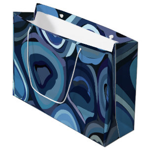 Blue Half Circles Abstract Geometric Large Gift Bag