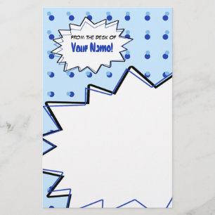 Blue Halftone Pop Art Stationery