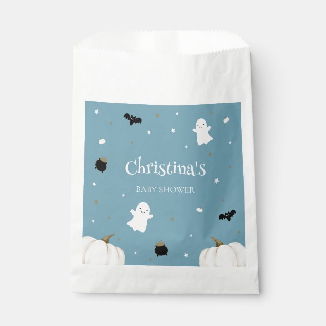 Blue Halloween Baby Shower Favour Bags (Front)