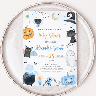 Blue Halloween Baby Shower Invitation