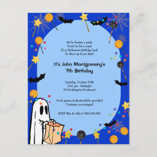 Blue Halloween Birthday Costume Party Invitation