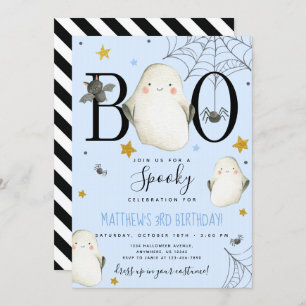 Blue Halloween Birthday Invitation