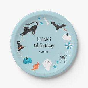 Blue Halloween Birthday Party  Paper Plate