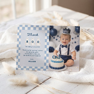 Blue Halloween Birthday Party Thank Boo You Card