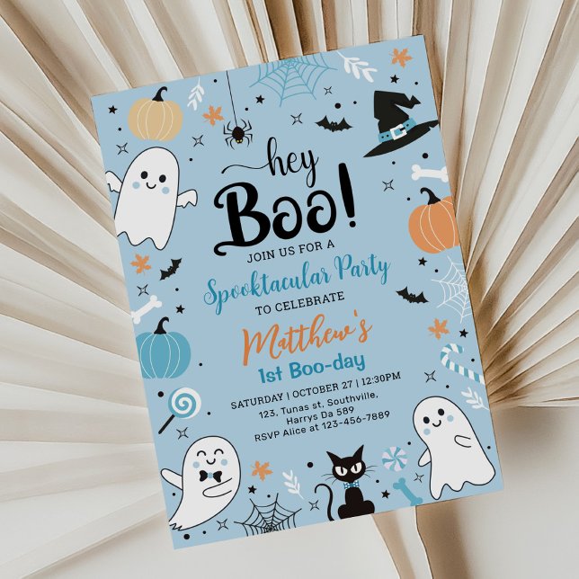 Blue Halloween Birthday Spootacular Party  Invitation (Creator Uploaded)
