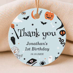 Blue Halloween Boy Birthday Party Favour Tags