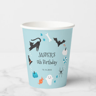 Blue Halloween Creatures Birthday Party Paper Cups