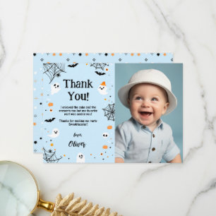 Blue Halloween Ghost Thank You Card