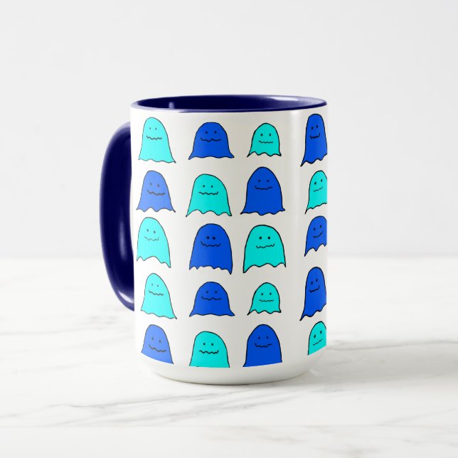 Blue Halloween Ghosts Mug (Front Left)