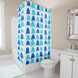 Blue Halloween Ghosts Shower Curtain