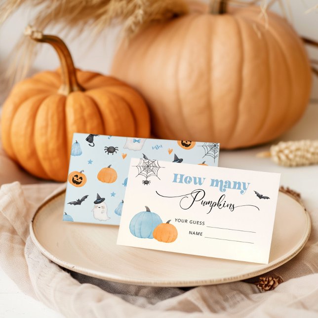Blue Halloween guess how many pumpkins Enclosure Card (Creator Uploaded)