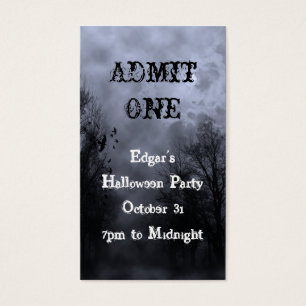 Blue Halloween Haunted Sky Party Ticket Template