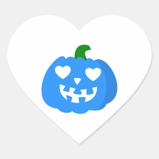 blue halloween heart pumpkin jack-o-lantern sticker (Front)