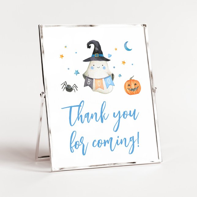 Blue Halloween Little Boo Thank you for Coming Poster (Little Boo Baby Shower Thank you for Coming Sign)