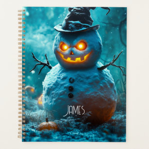 Blue Halloween Snowman Spooky Season Planner
