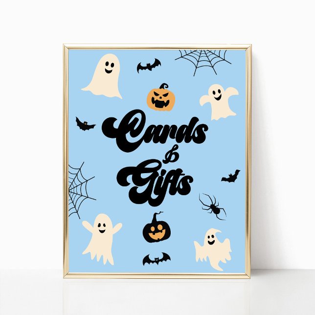 Blue Halloween Spooky Cards & Gifts Sign (Creator Uploaded)