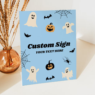 Blue Halloween Spooky Custom Party Pedestal Sign