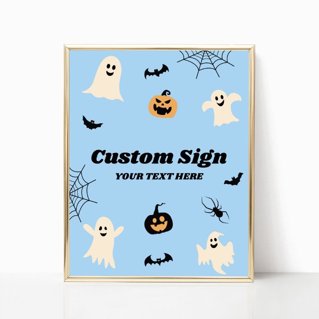 Blue Halloween Spooky Custom Party Sign (Creator Uploaded)