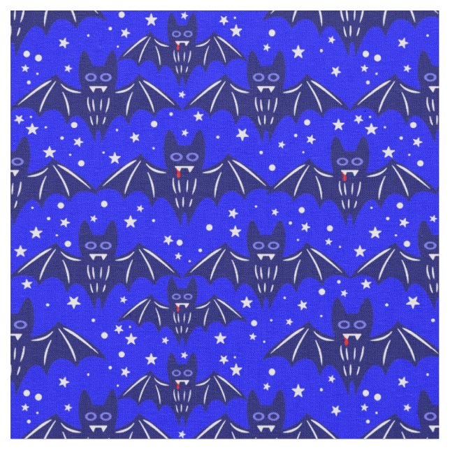 blue halloween vampire bat fangs creepy fabric (Close Up)