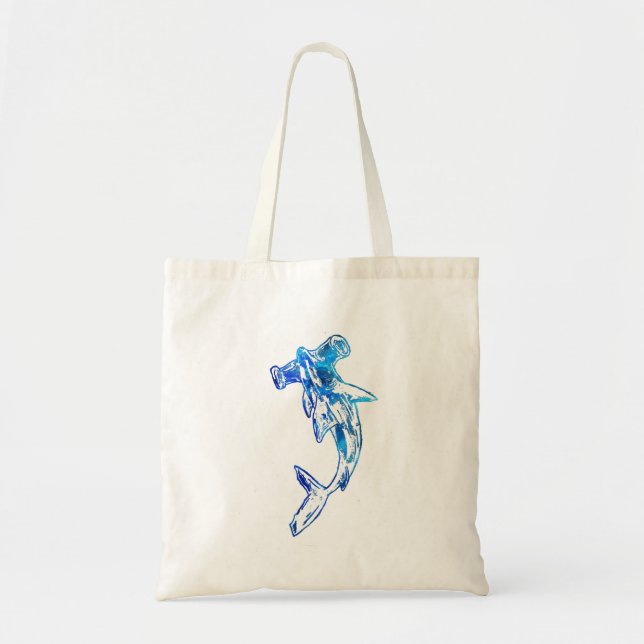 Blue Hammerhead Shark Tote Bag (Front)