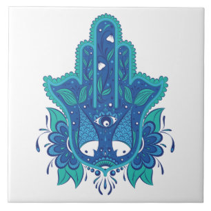 Blue Hamsa Design Tile
