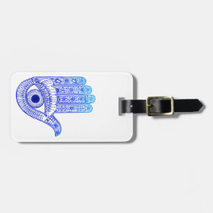 Blue Hamsa Hand / Evil Eye Defence / Hand of Mary Luggage Tag