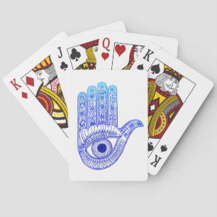 Blue Hamsa Hand / Evil Eye Defence / Hand of Mary Playing Cards