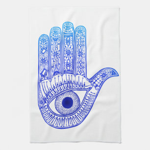 Blue Hamsa Hand / Evil Eye Defence / Hand of Mary Tea Towel