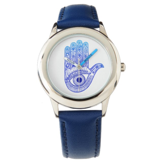 Blue Hamsa Hand / Evil Eye Defence / Hand of Mary Watch (Front)