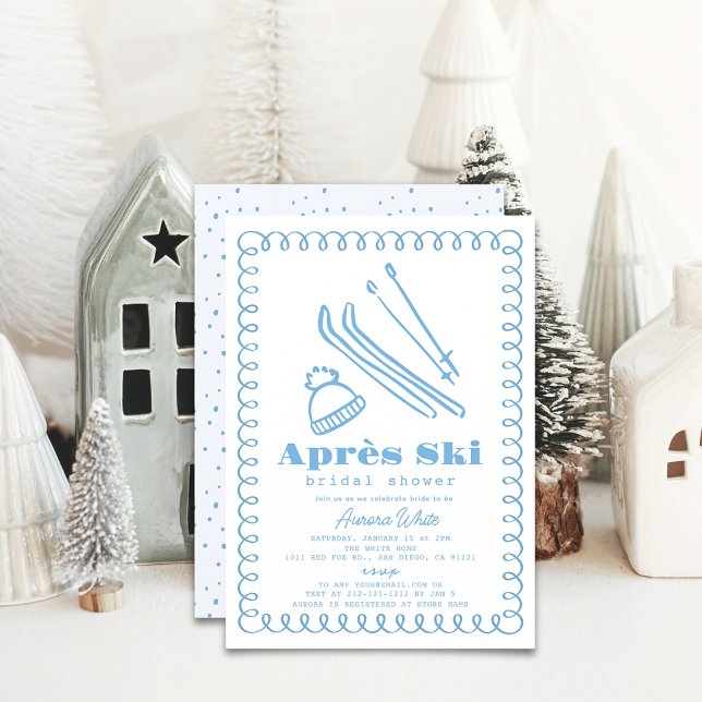 Blue Hand-Drawn Après Ski Bridal Shower Invitation (Creator Uploaded)