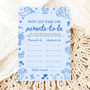 Blue Hand Drawn Baby Shower How Old Were They Invitation