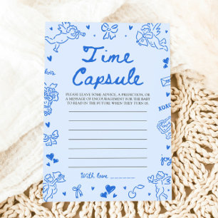 Blue Hand Drawn Baby Shower Time Capsule Game Invitation