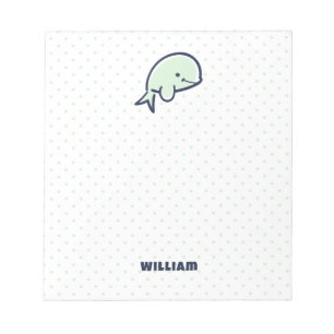 Blue Hand-Drawn Beluga Whale Boys Name Notepad