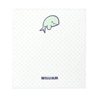 Blue Hand-Drawn Beluga Whale Boys Name Notepad