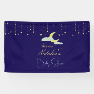 Blue Hand Drawn Celestial Star Moon Baby Shower Banner