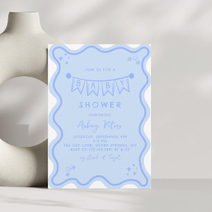 Blue Hand-Drawn Doodle Baby Shower  Invitation